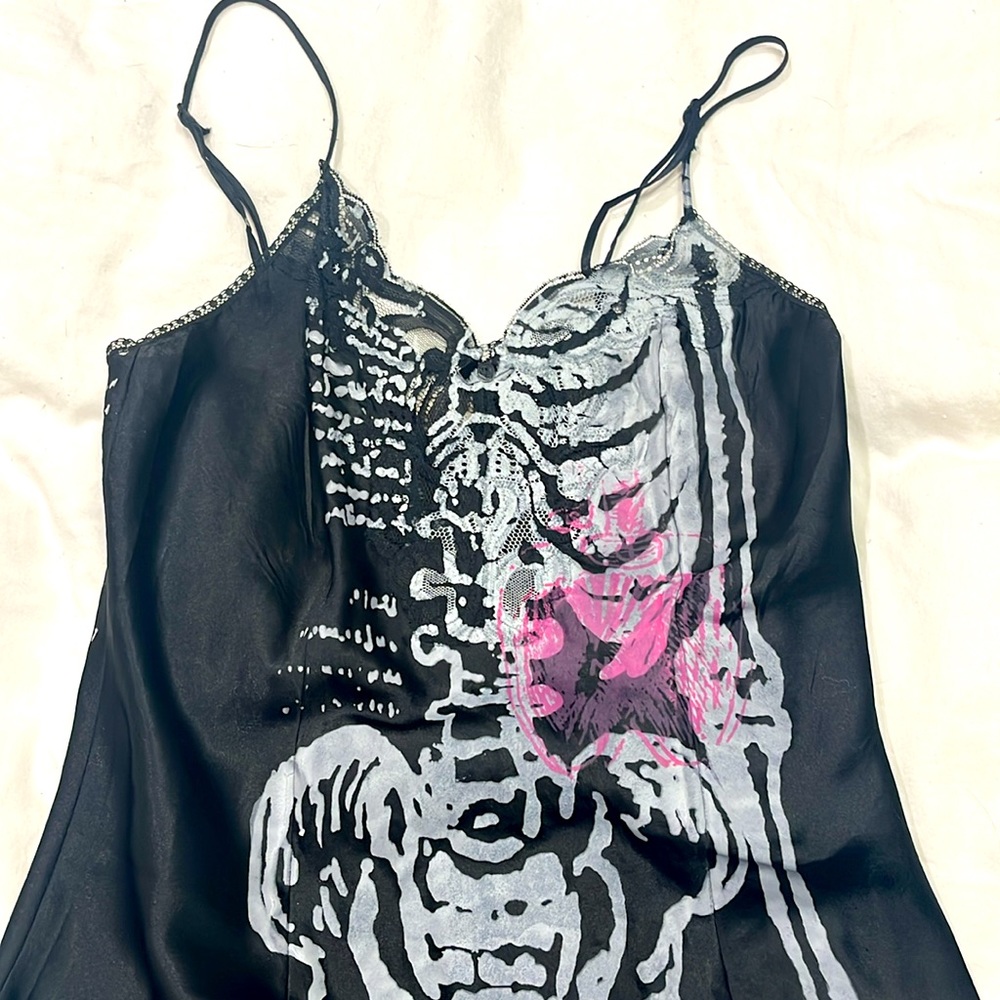 One of a kind, hand silk-screened, silk camisole